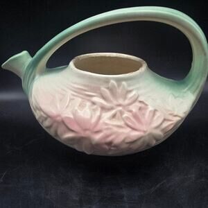 McCoy Pink Green Daisy Tea Pot No Lid Vintage USA Pottery